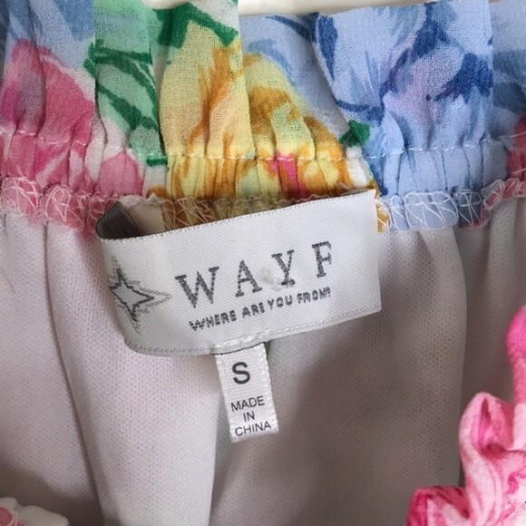 WAYF off the shoulder floral bright lightweight ladies blouse small cute y2k - Picture 10 of 12